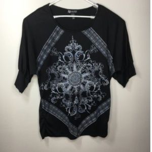 Jou Jou Plus Womens Black Embellished Top 2x